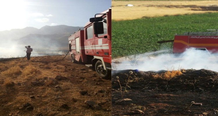 مهار آتش سوزی در 10 هكتار از اراضی كشاورزی شهرستان هرسین