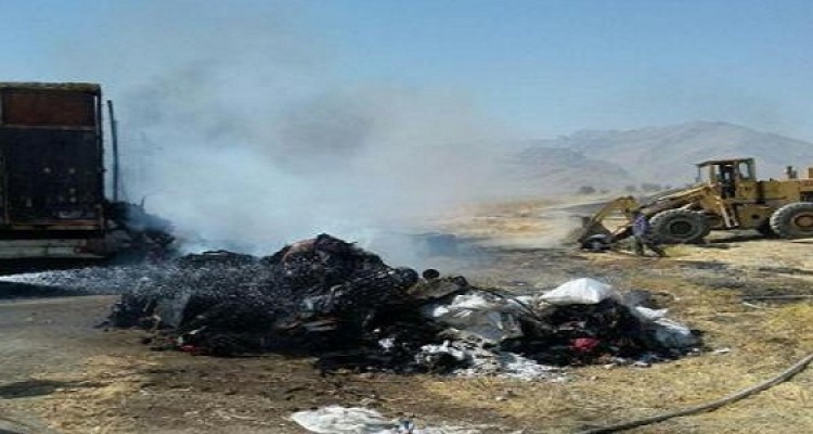  کشنده هوو در مسیر بیستون به کرمانشاه در آتش سوخت 