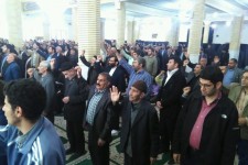 سر دادن شعار های  ضد آمریکایی مردم هرسین در نماز جمعه این هفته + عکس و فیلم