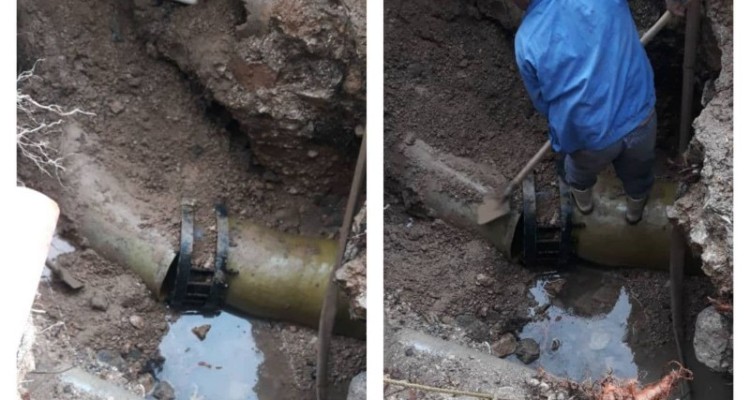 شکستگی خط انتقال آب مخزن میانی شهر هرسین