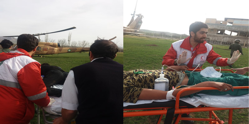 نجات دو موتور سوار از مرگ با کمک اورژانس هوایی در هرسین