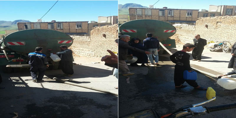 تصاویری از توزیع آب شرب در مناطق مختلف شهرستان هرسین/مردم همچنان مشکل آب شرب دارند