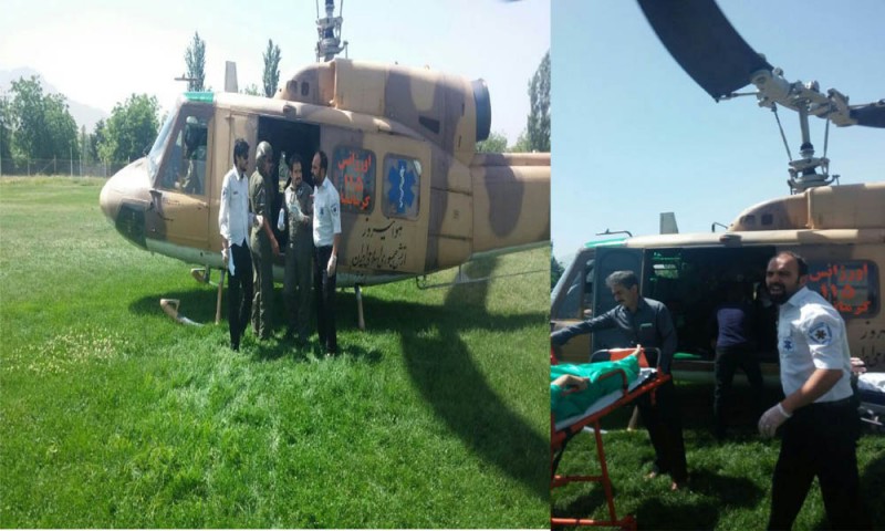 نجات مادر باردار و یک مصدوم تصادفی با اورژانس هوایی در هرسین