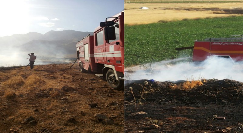 مهار آتش سوزی در 10 هكتار از اراضی كشاورزی شهرستان هرسین