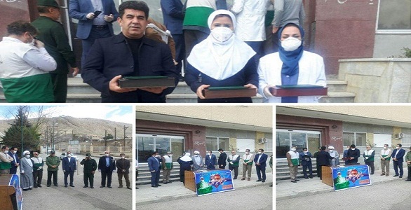 تقدیر خادمیاران رضوی از کادر درمان بیمارستان شهدا هرسین و عیادت از بیماران بستری 